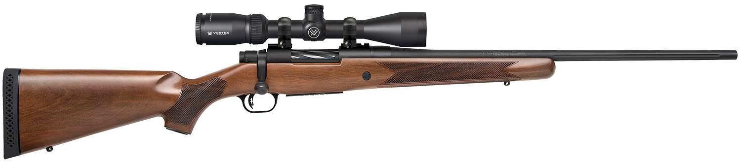 MOSSBERG PATRIOT 350 LEGEND RIFLE 22" T.B. WOOD STOCK, 4RD VORTEX 3-9X40 SCOPE